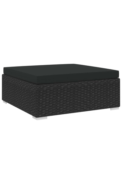 vidaxl Sectional Footrest 1 pc with Cushion Poly Rattan Black