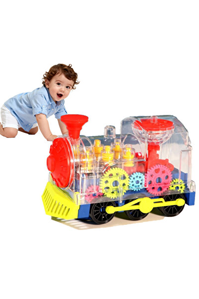 LIXADA لعبة قطار كهربائي شفاف مزود بتروس وعجلات دوارة وأضواء ملونة وموسيقى تع...