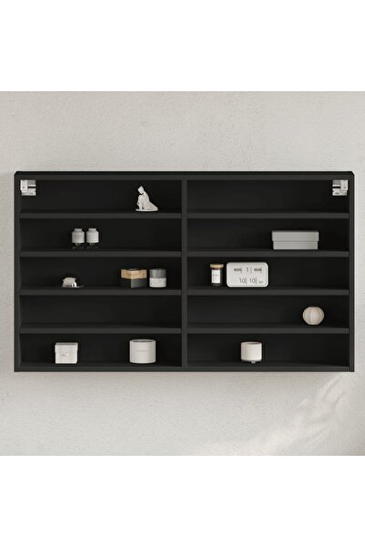 vidaxl Vitrine Cabinet Black 100x15x58 cm Engineered Wood