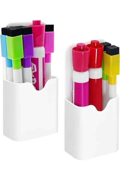 Arabest حاملان مغناطيسيان للأقلام، مناسبان للسبورة البيضاء والأسطح المعدنية، يوفران مساحة لتخزين أقلام الرصاص/الأقلام الملونة