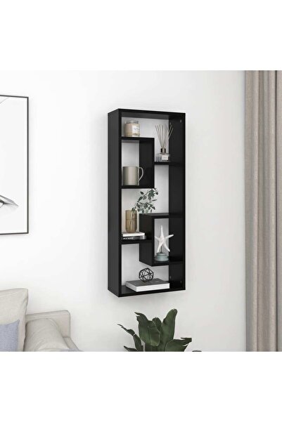 vidaxl Wall Shelf Black 36x16x90 cm Engineered Wood