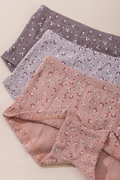 BAYKAR Момичешки памучни боксерки с цветен принт, 3 броя в пакет 5784 Цветни