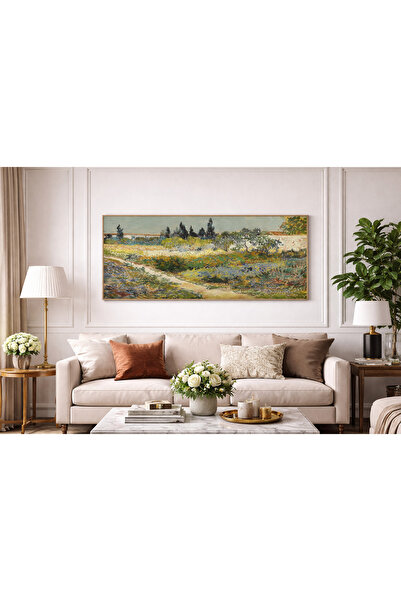 woodhomeworks Tek Parça Gerçek Ahşap Yatay Panorama Çerçeveli Tablo van gogh