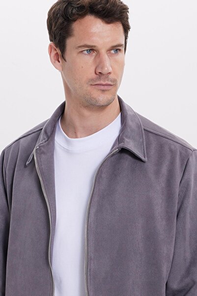 Tudors Erkek Relax Fit Rahat Kesim Süet Fermuarlı Astarlı Cepli Gri Kolej Cek...