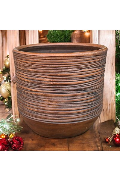 egesaksı Ortaboy antik ahşap çömlek kazan saksı 🪴