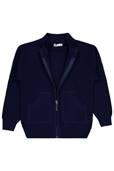 Civil Boys Cardigan with Zipper Pocket for Ages 6-9 - Navy Blue 7-8 Years