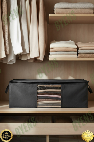 BYENS 3 Adet Baza Altı Hurç Yatak Kapaklı Kutu İçi Düzenleyici Yorgan Yastık Hurcu Büyük Boy Organizer 1