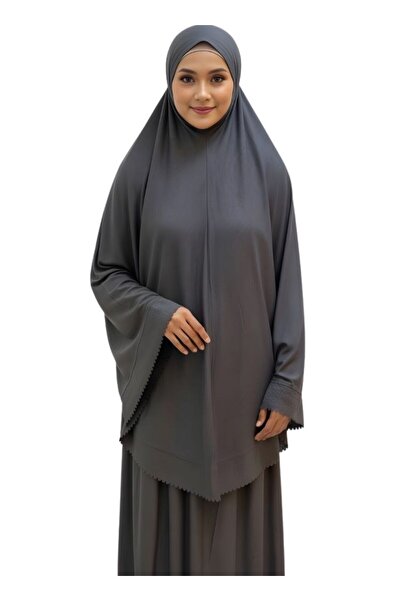 Premium Dark Grey Full Coverage Prayer Dress Minimalist Modest Abaya