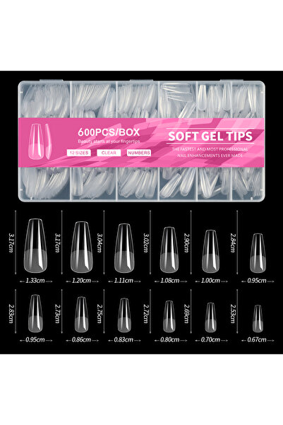 Choice Coffin 600Pcs Short Almond Nail Tips Soft Gel Nail Tips Full Cover False Nail Tips For Acrylic Nails