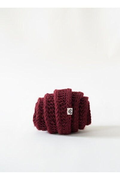 Wilka El Örgüsü Sophie Scarf Mini Kruvasan Atkı / Şal / Boyunluk – Bordo