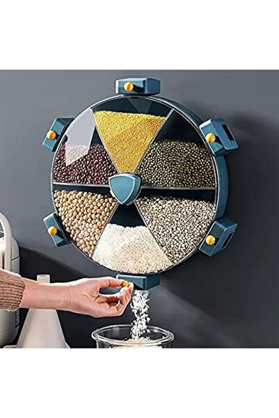 NO BRAND Wall-Mounted 6-Grid Dry Food Dispenser | Cereal, Rice, Candy, Coffee Bean, Snack, and Grain Storage.
