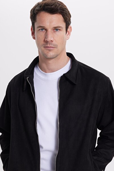 Tudors Erkek Relax Fit Rahat Kesim Süet Fermuarlı Astarlı Cepli Siyah Kolej C...