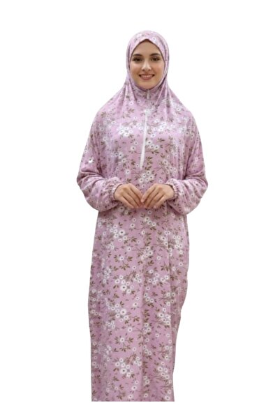 Premium Soft Pink Floral Prayer Dress Lightweight Modest Islamic Wear