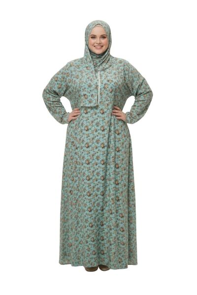 Premium Women Floral Islamic Prayer Dress Full Coverage Modest Wear