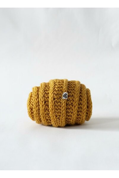 Wilka El Örgüsü Sophie Scarf Mini Kruvasan Atkı / Şal / Boyunluk – Hardal