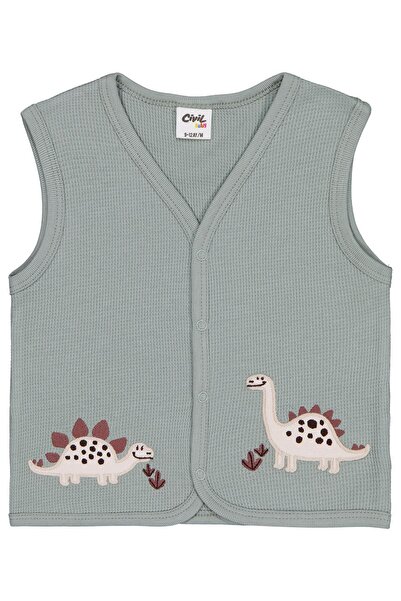 Civil Baby Dinozor Nakışlı 6-18 Ay Yelek - Yeşil 18-24 Ay