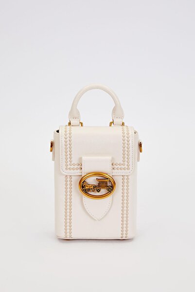 Levidor Cream Rectangular Stitched Handbag