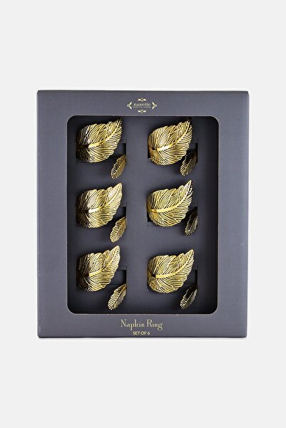 NANETTE LEPORE 6 Pcs Stainless Steel Napkin Ring Set, Gold