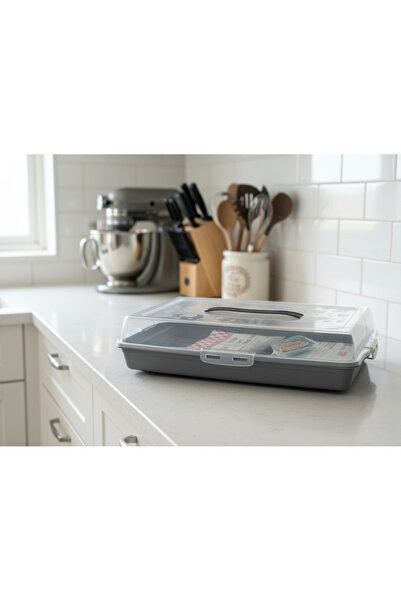 Elista Rectangular Pastry Transport Container with Lockable Lid 45X30X10 cm