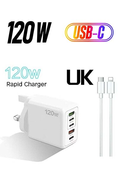 Generic 5 Ports USB C Fast Charger with Cable C PD 120W QC 3.0 Fast Wall Mains Power Delivery Adapter