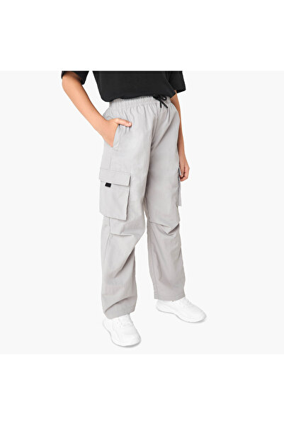 XYZ Solid Track Pants with Drawstring Closure and Pockets