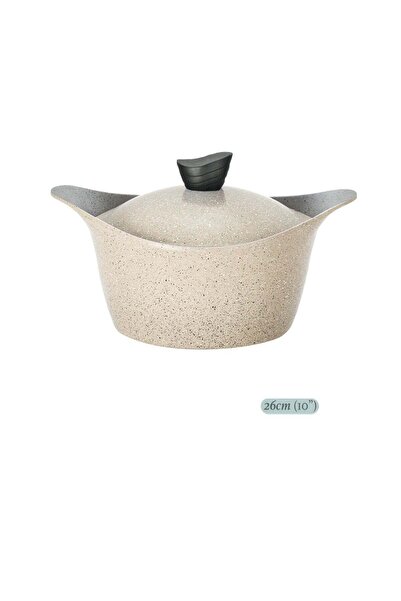 badreig قدر طهي من الرخام البيج من لاهويا، 26 سم