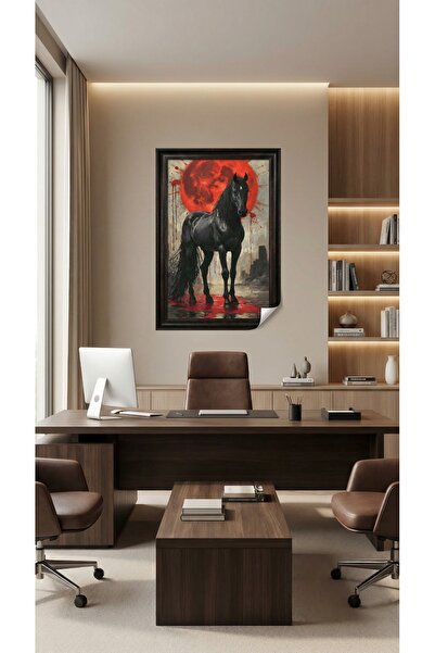 Akıllı Kağıt Statik Tutunma Özellikli Tablo - Poster At Hayvan (Model- 10)