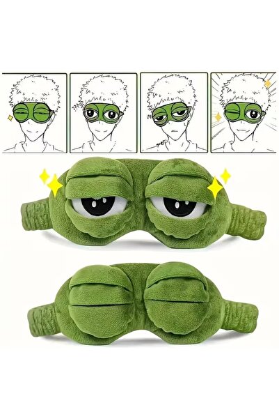 Butic Sevimli Yeşil Tatlı Göz Uyku Bandı Peluş Hediyelik Eğlence
