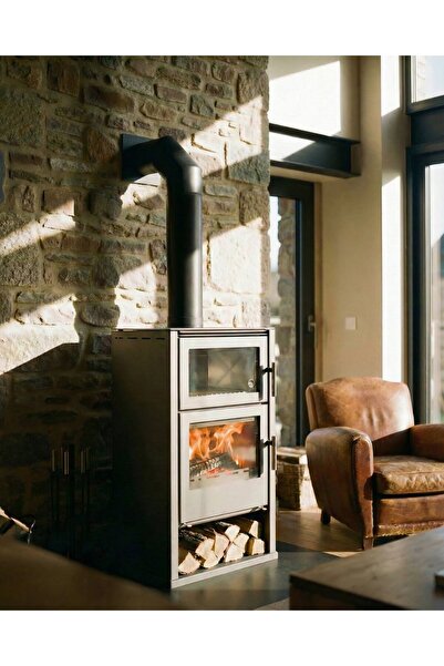 dekortaş Goldfire Linea 11,5kW Odunluk ve Fırınlı Çelik Soba Şömine