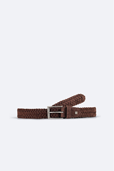 Avva Men's Brown Knitted Leather Belt B009304