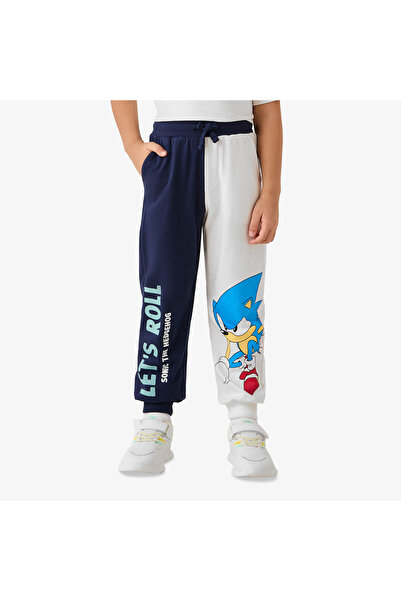 CPLG بنطال رياضي مطبوع عليه صورة سونيك القنفذ من سيجا، مزود برباط للإغلاق وجيوب.