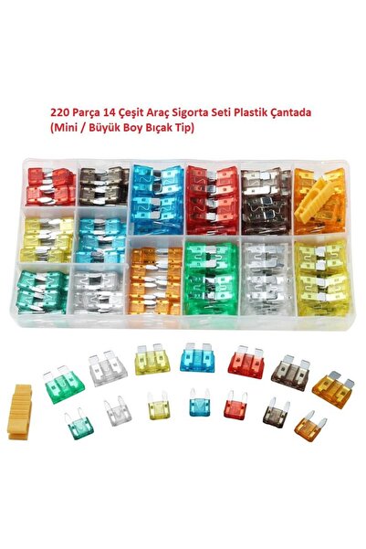 Hatfon Elektronik 220 Parça 14 Çeşit Araç Sigorta Seti Plastik Çantada (Mini ...
