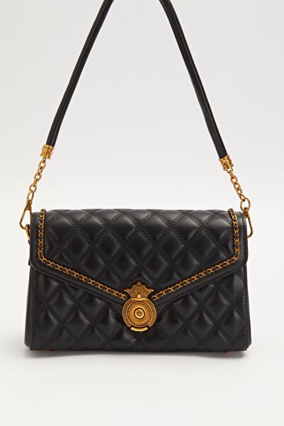 Levidor Black Metal Mesh Edge Pattern Handbag