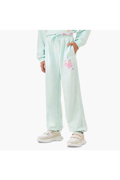 Juniors Girls Joggers with Butterfly Print - Cotton - Elasticated Drawstring