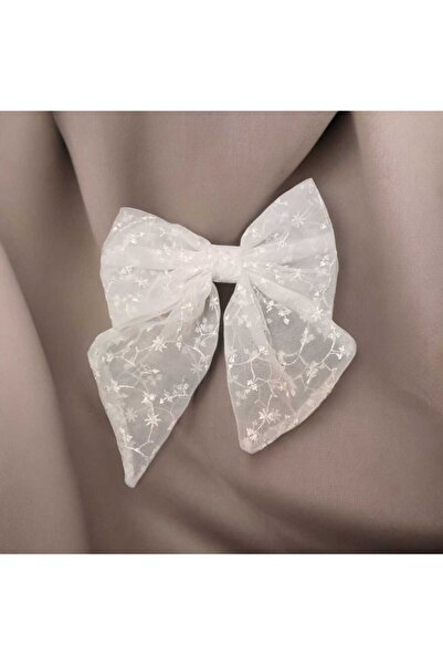 diclecollection White Clip-On Bow Tail Hair Clip