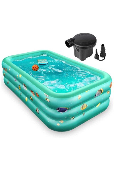 Arabest مسبح قابل للنفخ كبير مع مضخة للمرح الصيفي في الفناء الخلفي - متين للأطفال والكبار (96 × 57 × 22 بوصة)