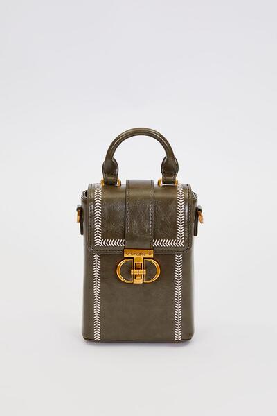 Levidor Green Rectangular Shaped Handbag