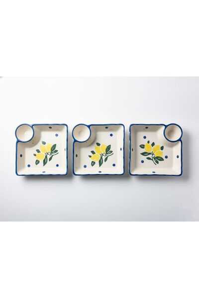 KH Tabak Sosluklu Limon Desen Kahvaltılık Sunum Hediyelik Çerezlik 14*14