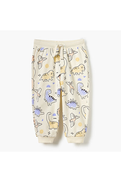 Juniors بنطال رياضي مطبوع عليه رسومات ديناصورات بالكامل مع رباط للإغلاق