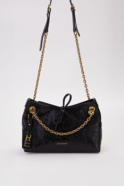 Levidor Siyah Fiyonk Model Omuz Çantası