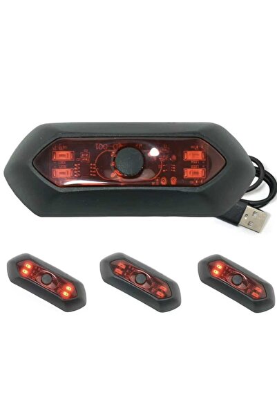 Universal Motosiklet Kask Arkası İkaz Ledli - Kask Arka Işığı (Şarjlı - Su ge...