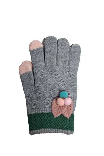 Kitti Spteks 9-12 Yaş Kız Garson Açık Gri Renk Çicek Ve Taş Figürlü Kışlık Ör...