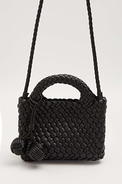 Levidor Black Knitted Ball Accessory Handbag