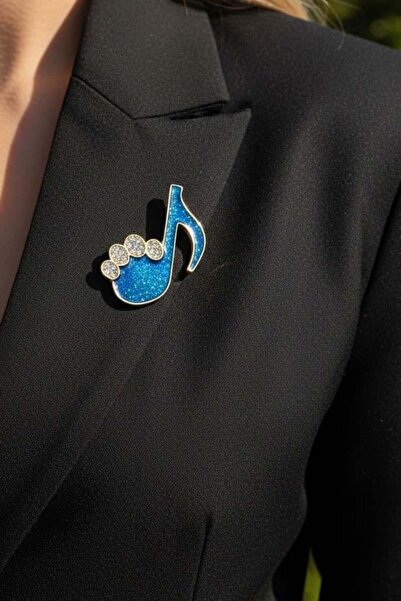 TAKIŞTIR Karışık Renk Nota Figürlü Taş Detaylı Broş