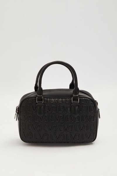Levidor Black Embossed Logo Printed Handbag