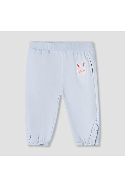 Juniors Bunny Applique Joggers with Ruffle Accent