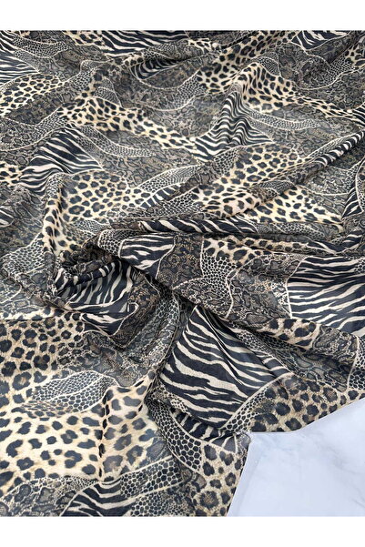 ipekkumaş يتم بيع منتجنا بالقطعة، وهو قماش شيفون بنقشة الفهد والزيبرا، ذو بني...