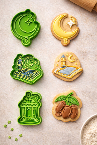 Adana Pasta Malzemeleri RAMAZAN KURABİYE KALIBI KESİCİ VE DAMGASI SETİ 3D-054...