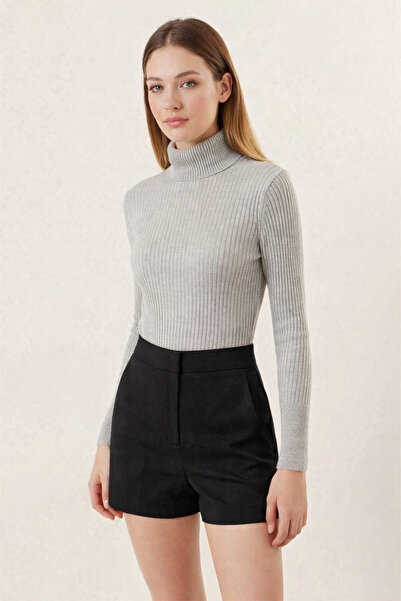 MISSRUBA سترة تريكو نسائية A.Grey Turtleneck Biscuit قماش مجدّل -FK0001