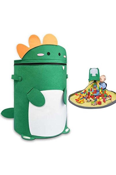 Arabest Foldable Toy Storage Basket with Play Mat, Children Toy Organizer with Anti Dust Lid, Portable Carto